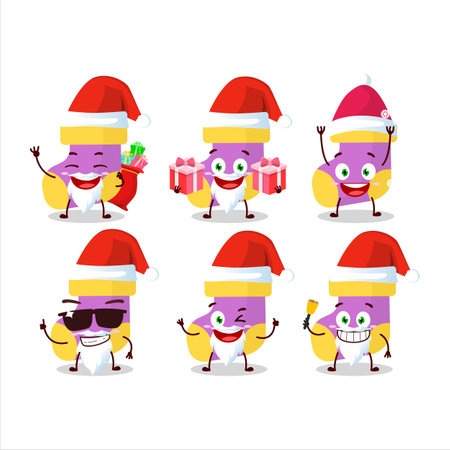 Santa Claus emoticons with baby purple socks cartoon characterのイラスト素材