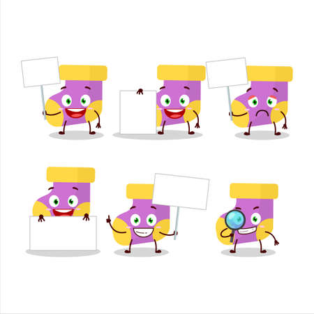Baby purple socks cartoon character bring information boardのイラスト素材