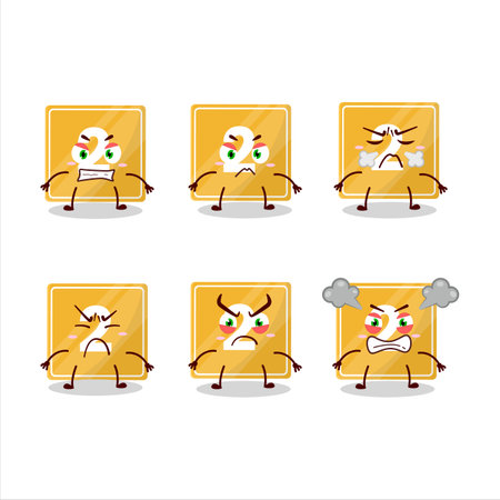 Toys block two cartoon character with various angry expressionsのイラスト素材