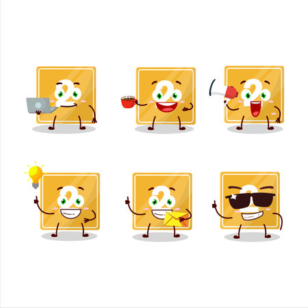 Toys block two cartoon character with various types of business emoticonsのイラスト素材