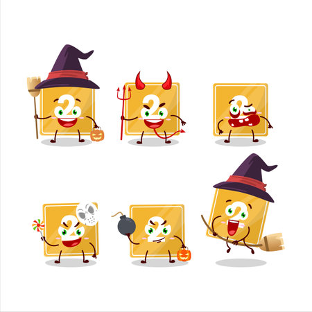 Halloween expression emoticons with cartoon character of toys block twoのイラスト素材