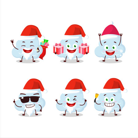 Santa Claus emoticons with blue cloud cartoon characterのイラスト素材