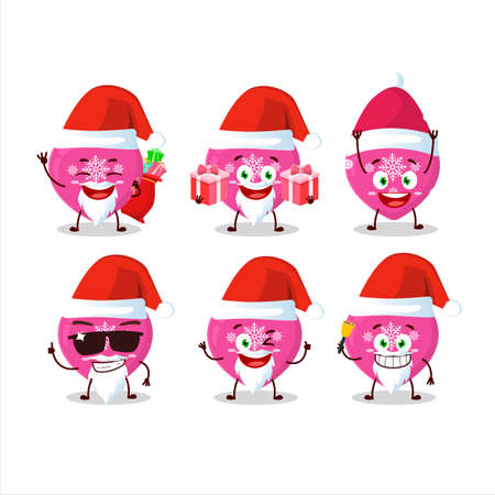 Santa Claus emoticons with love pink christmas cartoon characterのイラスト素材