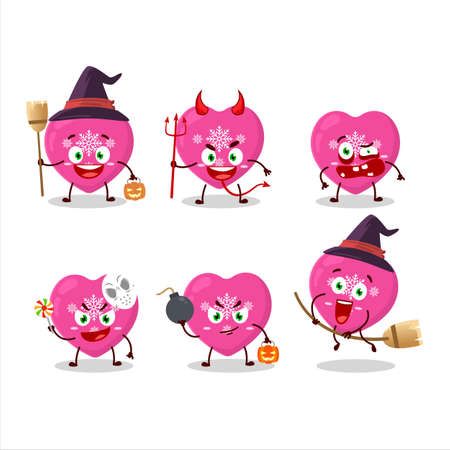 Halloween expression emoticons with cartoon character of love pink christmasのイラスト素材