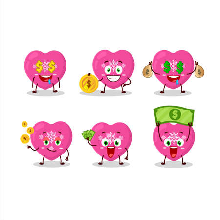 Love pink christmas cartoon character with cute emoticon bring moneyのイラスト素材