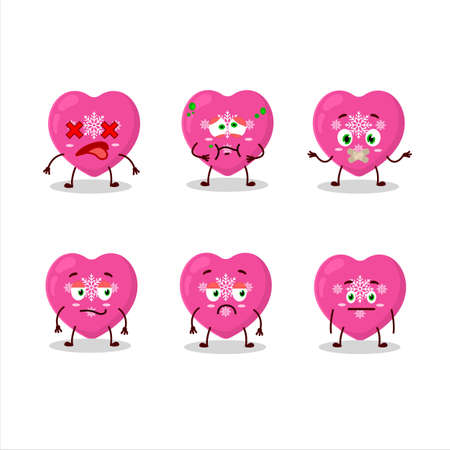 Love pink christmas cartoon character with nope expressionのイラスト素材