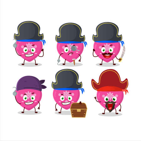 Cartoon character of love pink christmas with various pirates emoticonsのイラスト素材