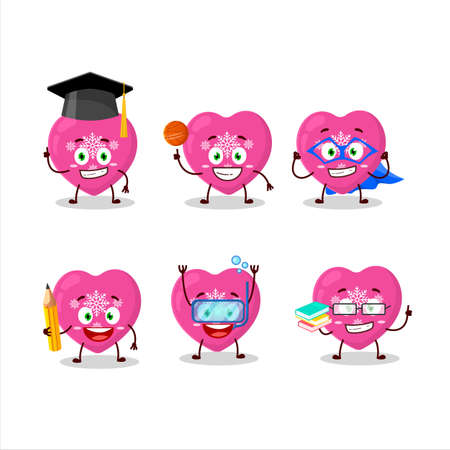 School student of love pink christmas cartoon character with various expressionsのイラスト素材