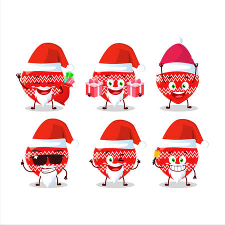 Santa Claus emoticons with love red christmas cartoon characterのイラスト素材