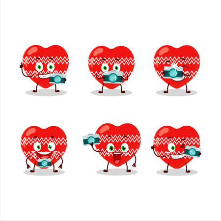 Photographer profession emoticon with love red christmas cartoon characterのイラスト素材