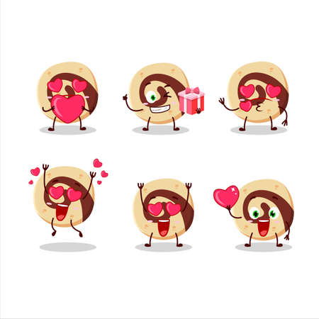 Spiral biscuit cartoon character with love cute emoticonのイラスト素材