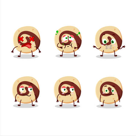 Spiral biscuit cartoon character with nope expressionのイラスト素材