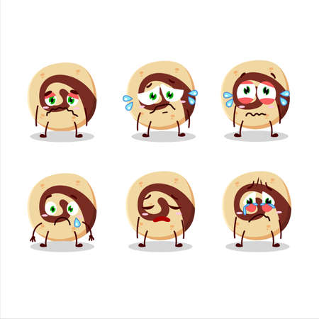 Spiral biscuit cartoon character with sad expressionのイラスト素材