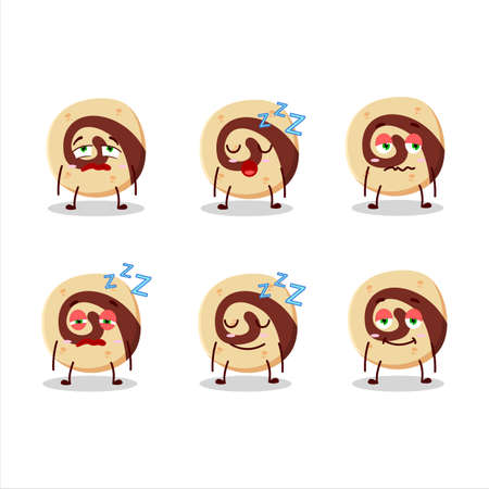 Cartoon character of spiral biscuit with sleepy expressionのイラスト素材