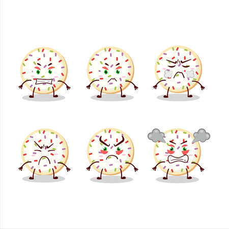 Sugar cookies cartoon character with various angry expressionsのイラスト素材