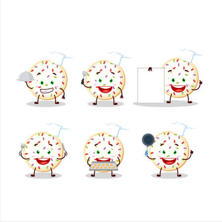 Cartoon character of sugar cookies with various chef emoticonsのイラスト素材