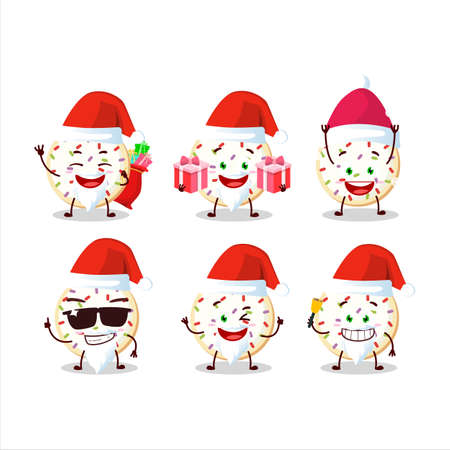 Santa Claus emoticons with sugar cookies cartoon characterのイラスト素材