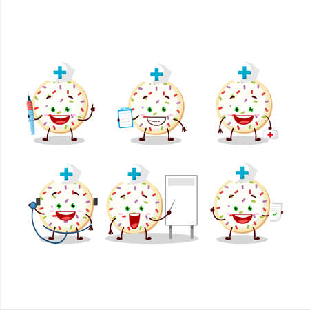 Doctor profession emoticon with sugar cookies cartoon characterのイラスト素材