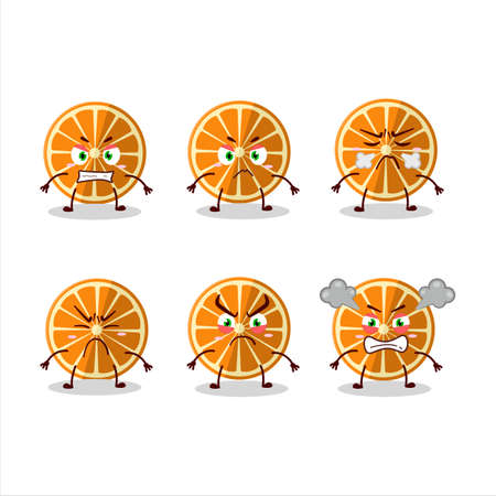 New orange cartoon character with various angry expressionsのイラスト素材