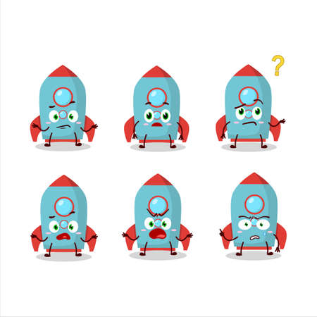 Cartoon character of blue rocket firecracker with what expressionのイラスト素材
