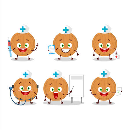 Doctor profession emoticon with circle wood cutting board cartoon characterのイラスト素材