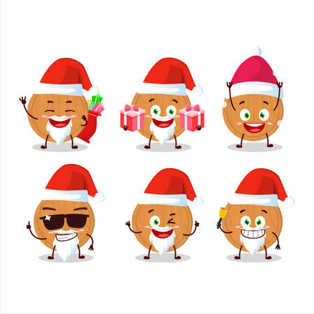 Santa Claus emoticons with circle wood cutting board cartoon characterのイラスト素材