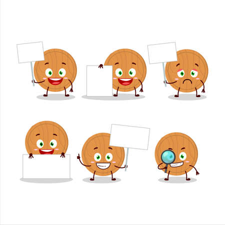 Circle wood cutting board cartoon character bring information boardのイラスト素材