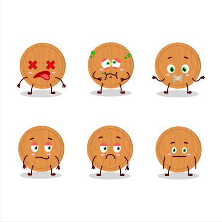 Circle wood cutting board cartoon character with nope expressionのイラスト素材