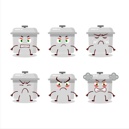 French oven cartoon character with various angry expressions. Vector illustrationのイラスト素材
