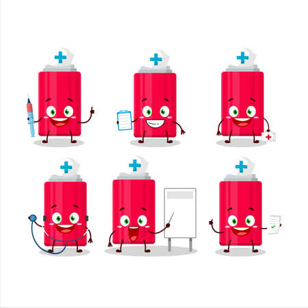 Doctor profession emoticon with ketchup bottle cartoon characterのイラスト素材