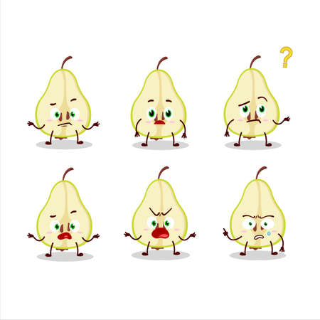 Cartoon character of slash of green pear with what expressionのイラスト素材