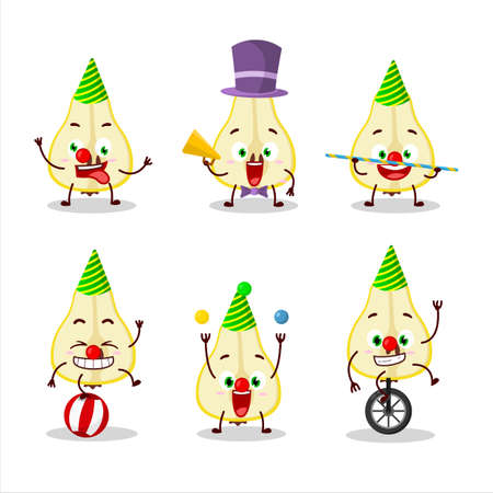 Cartoon character of slash of yellow pear with various circus showsのイラスト素材