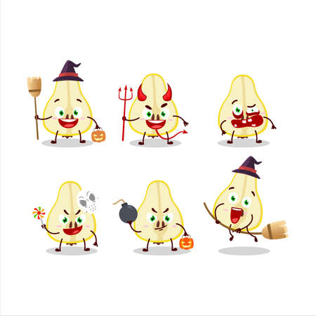 Halloween expression emoticons with cartoon character of slash of yellow pearのイラスト素材