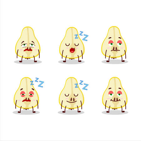 Cartoon character of slash of yellow pear with sleepy expressionのイラスト素材