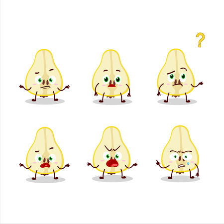 Cartoon character of slash of yellow pear with what expressionのイラスト素材