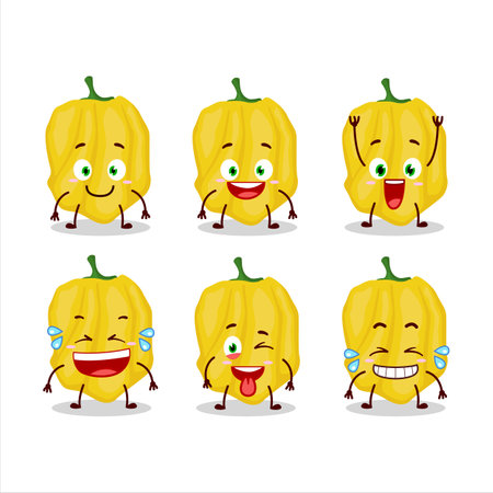 Cartoon character of yellow habanero with smile expressionのイラスト素材