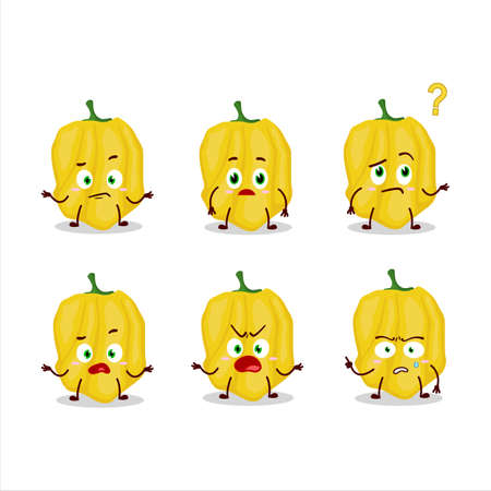 Cartoon character of yellow habanero with what expressionのイラスト素材