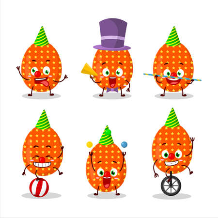 Cartoon character of deep orange easter egg with various circus showsのイラスト素材