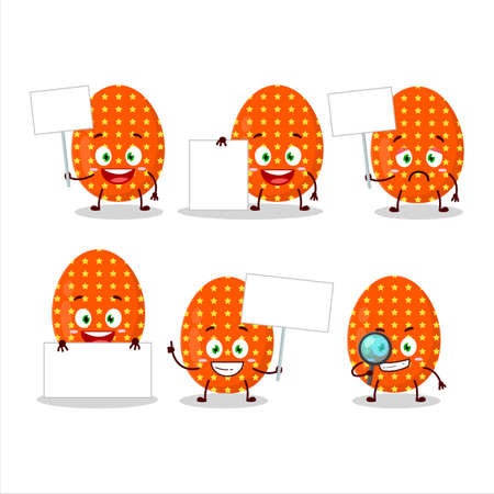 Deep orange easter egg cartoon character bring information boardのイラスト素材
