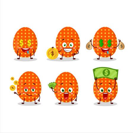 Deep orange easter egg cartoon character with cute emoticon bring moneyのイラスト素材
