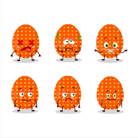 Deep orange easter egg cartoon character with nope expressionのイラスト素材
