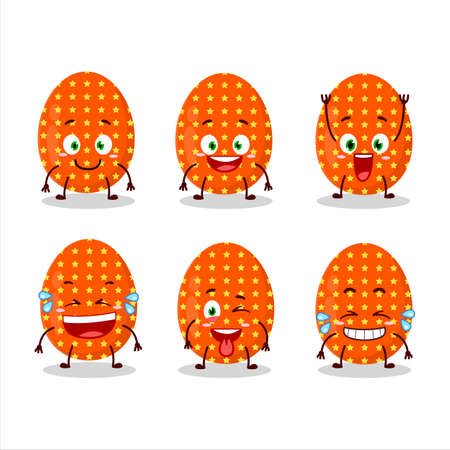 Cartoon character of deep orange easter egg with smile expressionのイラスト素材