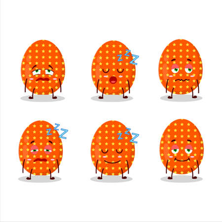 Cartoon character of deep orange easter egg with sleepy expressionのイラスト素材