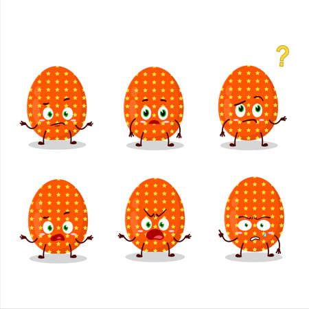 Cartoon character of deep orange easter egg with what expressionのイラスト素材