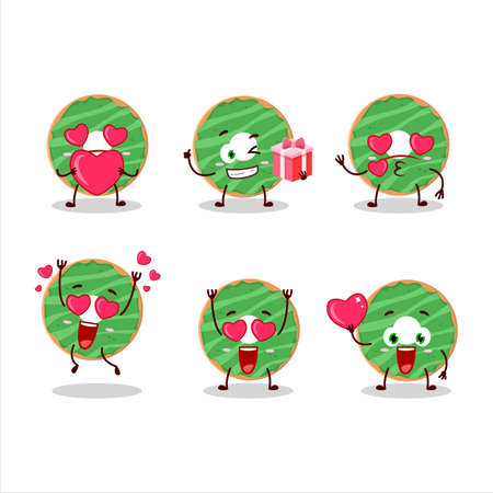 Cocopandan donut cartoon character with love cute emoticonのイラスト素材