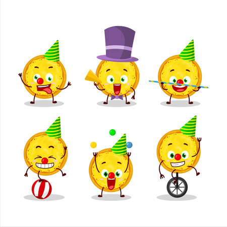 Cartoon character of italian cheese pizza with various circus showsのイラスト素材