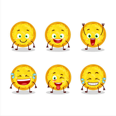 Cartoon character of italian cheese pizza with smile expressionのイラスト素材