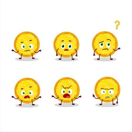 Cartoon character of italian cheese pizza with what expressionのイラスト素材
