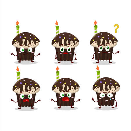 Cartoon character of birthday muffin with what expressionのイラスト素材
