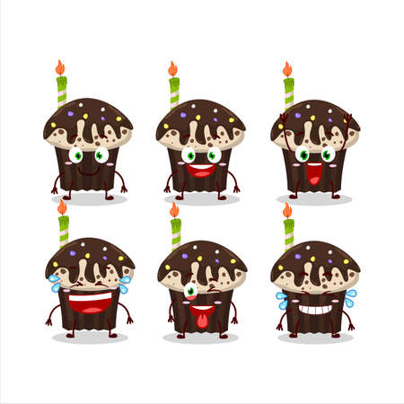 Cartoon character of birthday muffin with smile expressionのイラスト素材